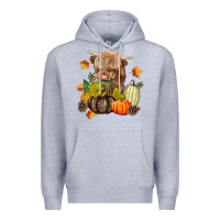 Heather Grey Heifer with Pumpkins Premium Hoodie - texasbilliewilder