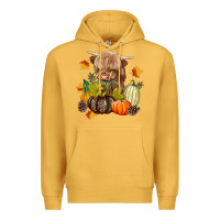 Mustard Heifer with Pumpkins Premium Hoodie - texasbilliewilder