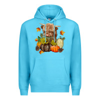 Ocean Blue Heifer with Pumpkins Premium Hoodie - texasbilliewilder