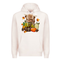 Pale Pink Heifer with Pumpkins Premium Hoodie - texasbilliewilder