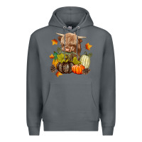Rock Heifer with Pumpkins Premium Hoodie - texasbilliewilder