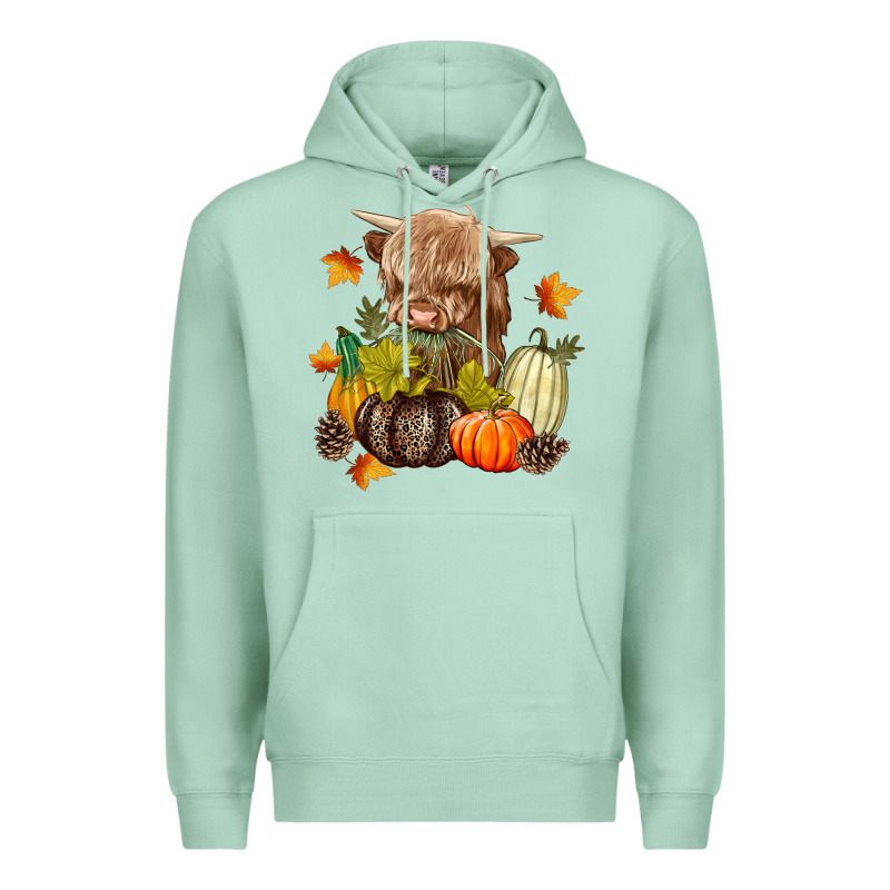 Heifer With Pumpkins Premium Hoodie by texasbilliewilder | Teevron