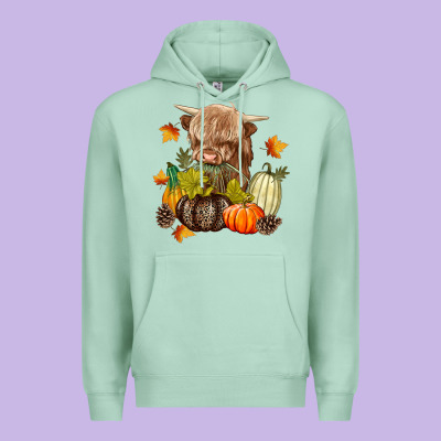 Heifer With Pumpkins Premium Hoodie Designed By Texasbilliewilder