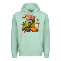 Seafoam Heifer with Pumpkins Premium Hoodie - texasbilliewilder