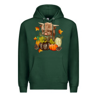 Sports Green Heifer with Pumpkins Premium Hoodie - texasbilliewilder