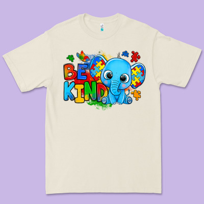 Be Kind Autism Elephant Premium Tee Designed By Zillion Design Studio
