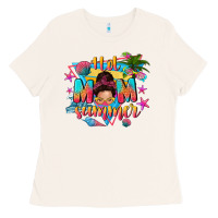 Bone hot mom summer with messy bun Ladies Tee - texasbilliewilder