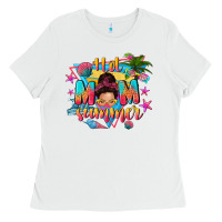 White hot mom summer with messy bun Ladies Tee - texasbilliewilder