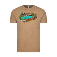 Vintage Coffee western cowboy and hat with cactus and cowhide Vintage Tee - Artiststas