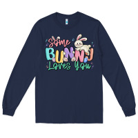 Navy some bunny loves you easter Long Sleeve Tee - MaliasSmallBusiness