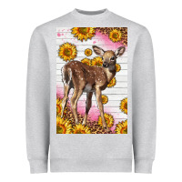 Heather Grey Western Cute Baby Deer Fawn Heavyweight Sweatshirt - LillyAllenDesigns