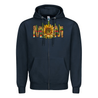 Navy Western Mom With Sunflower Zipper Hoodie - BundleAndBundleShop