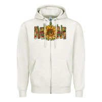 Oatmeal Heather Western Mom With Sunflower Zipper Hoodie - BundleAndBundleShop