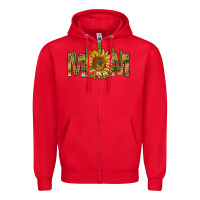 Red Western Mom With Sunflower Zipper Hoodie - BundleAndBundleShop
