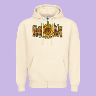 Western Mom With Sunflower Zipper Hoodie Designed By Bundleandbundleshop