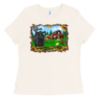 Bone western barnyard black angus cattle longhorn rooster and chicks Ladies Tee - RanaPortraitStore