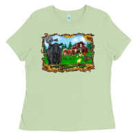 Matcha western barnyard black angus cattle longhorn rooster and chicks Ladies Tee - RanaPortraitStore