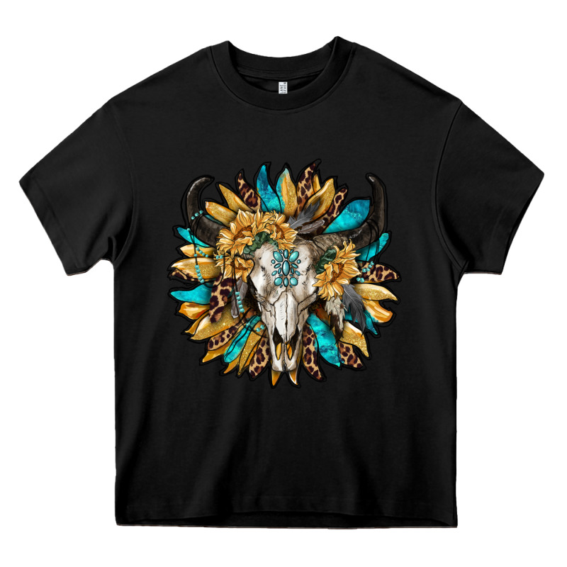 Bull Skull With Sunflower Heavy Core Tee by RanaPortraitStore | Teevron