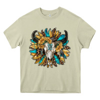 Mossy bull skull with sunflower Heavy Core Tee - RanaPortraitStore