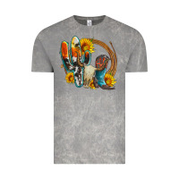 Western Cactus Bullskull And Boots With Sunflowers And Serape Leopard Vintage Tee | Teevron