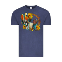 Vintage Denim western cactus bullskull and boots with sunflowers and serape leopard Vintage Tee - Artiststas