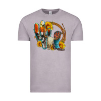 Vintage Zinc western cactus bullskull and boots with sunflowers and serape leopard Vintage Tee - Artiststas