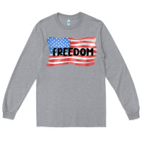 Heather Grey freedom usa Long Sleeve Tee - MaliasSmallBusiness