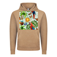 Vintage Coffee parrot in the sun seamless pattern Vintage Hoodie - BundleAndBundleShop