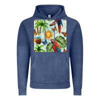 Vintage Denim parrot in the sun seamless pattern Vintage Hoodie - BundleAndBundleShop