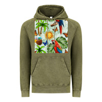 Vintage Olive parrot in the sun seamless pattern Vintage Hoodie - BundleAndBundleShop