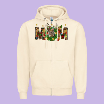 Western Mom With Reindeer Zipper Hoodie Designed By Bundleandbundleshop