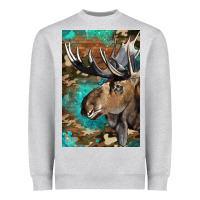 Heather Grey Western Camo Moose Heavyweight Sweatshirt - LillyAllenDesigns