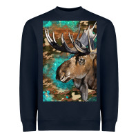 Navy Western Camo Moose Heavyweight Sweatshirt - LillyAllenDesigns