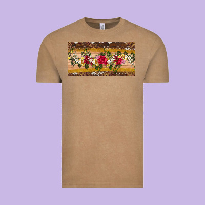 Western  Leopardfloral Licanse Plate Vintage Tee Designed By Artiststas