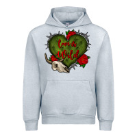 Heather Grey love is wild with bullskull olivia Urban Hoodie - OliviaCreatesArt