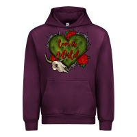 Mauve Wine love is wild with bullskull olivia Urban Hoodie - OliviaCreatesArt