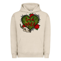 Pigment French Oak love is wild with bullskull olivia Urban Hoodie - OliviaCreatesArt