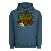 Pigment Midnight Navy love is wild with bullskull olivia Urban Hoodie - OliviaCreatesArt