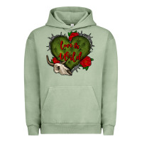 Pigment Oil Green love is wild with bullskull olivia Urban Hoodie - OliviaCreatesArt