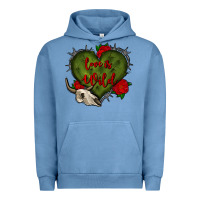 Pigment Pebble Blue love is wild with bullskull olivia Urban Hoodie - OliviaCreatesArt