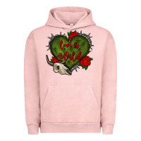Pigment Salmon love is wild with bullskull olivia Urban Hoodie - OliviaCreatesArt