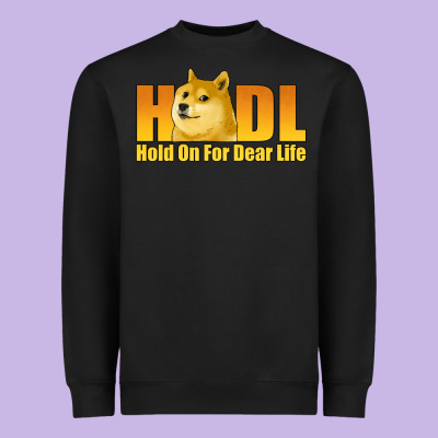 Hodl Hold On For Dear Life Dogecoin Heavyweight Sweatshirt Designed By Jasminsmagicworld