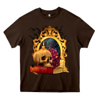 Chocolate Brown Halloween Skull Candles and Roses Heavy Core Tee - texasbilliewilder