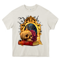 Cream Halloween Skull Candles and Roses Heavy Core Tee - texasbilliewilder
