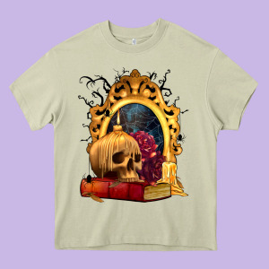 Halloween Skull Candles And Roses Heavy Core Tee Designed By Texasbilliewilder