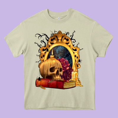Halloween Skull Candles And Roses Heavy Core Tee Designed By Texasbilliewilder