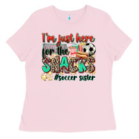 Bubblegum Pink i'm just here for the snacks #soccer sister Ladies Tee - Zillion Design Studio