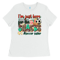 White i'm just here for the snacks #soccer sister Ladies Tee - Zillion Design Studio