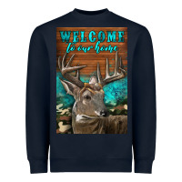 Navy Western Buck Deer Garden Heavyweight Sweatshirt - LillyAllenDesigns