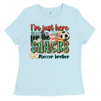 Baby Blue i'm just here for the snacks #soccer  brother Ladies Tee - Zillion Design Studio